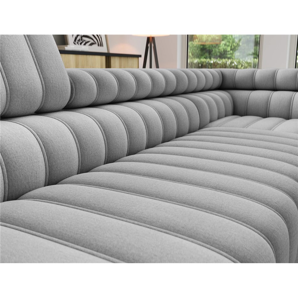 Corner sofa Elkanedo R, sleeping function, Nube 03, velvet, grey, H86x269x204cm