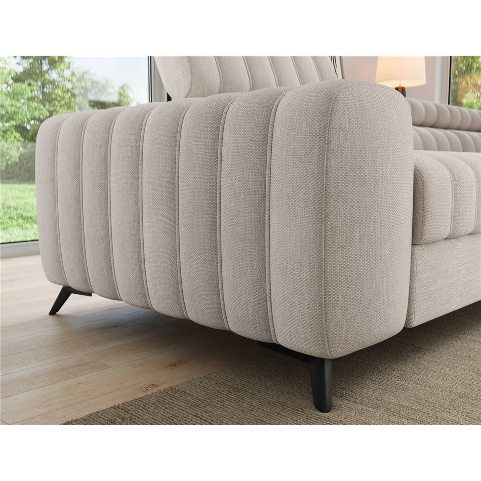 Corner sofa Elkanedo R, sleeping function, Raquel 18, beige, H86x269x204cm