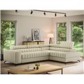 Corner sofa Elkanedo R, sleeping function, Monolith 04, velvet, beige, H86x269x204cm
