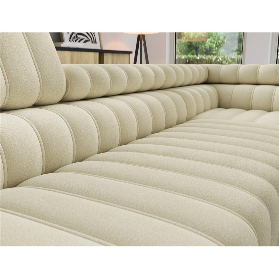 Corner sofa Elkanedo R, sleeping function, Monolith 04, velvet, beige, H86x269x204cm