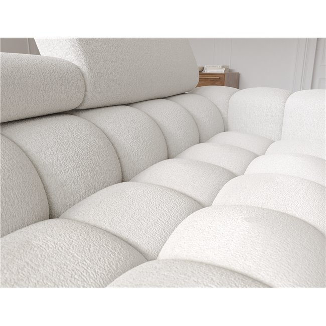 Угловой диван Elferlo L, раздвижной, Royal 01, букле, белый, H93x285x181cm