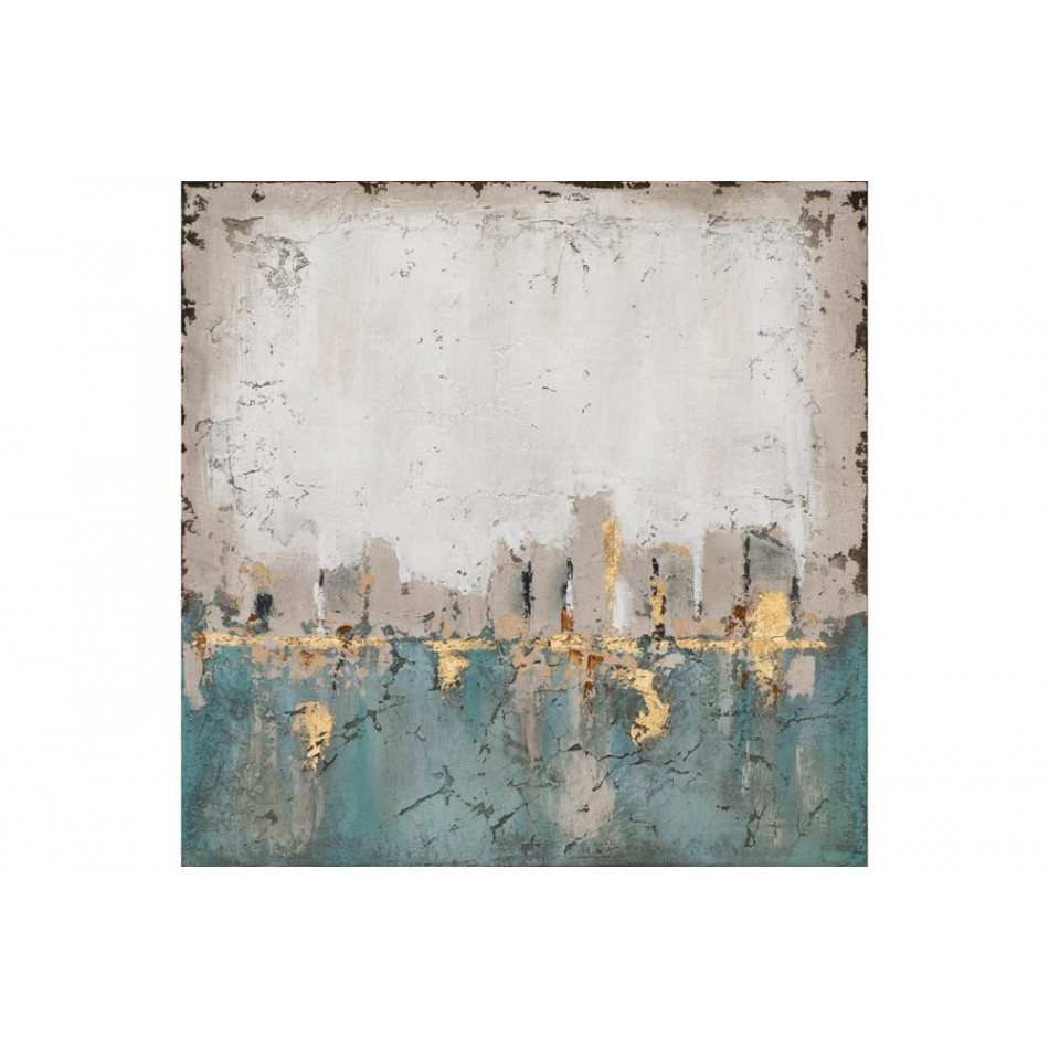 Painting Abstract in blue and gold, 70x70cm