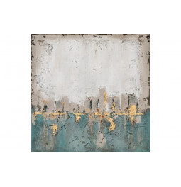 Painting Abstract in blue and gold, 70x70cm