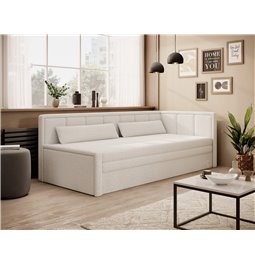 Sofa bed Elfulgeo R, sleeping function, Royal 01, boucle, white, H77x214x82cm