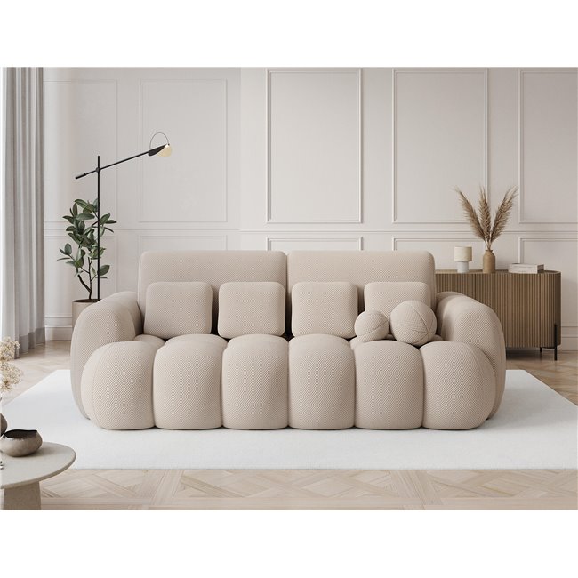 Sofa bed Elcotonn, sleeping function, Calmora 18, beige, H105x256x119cm