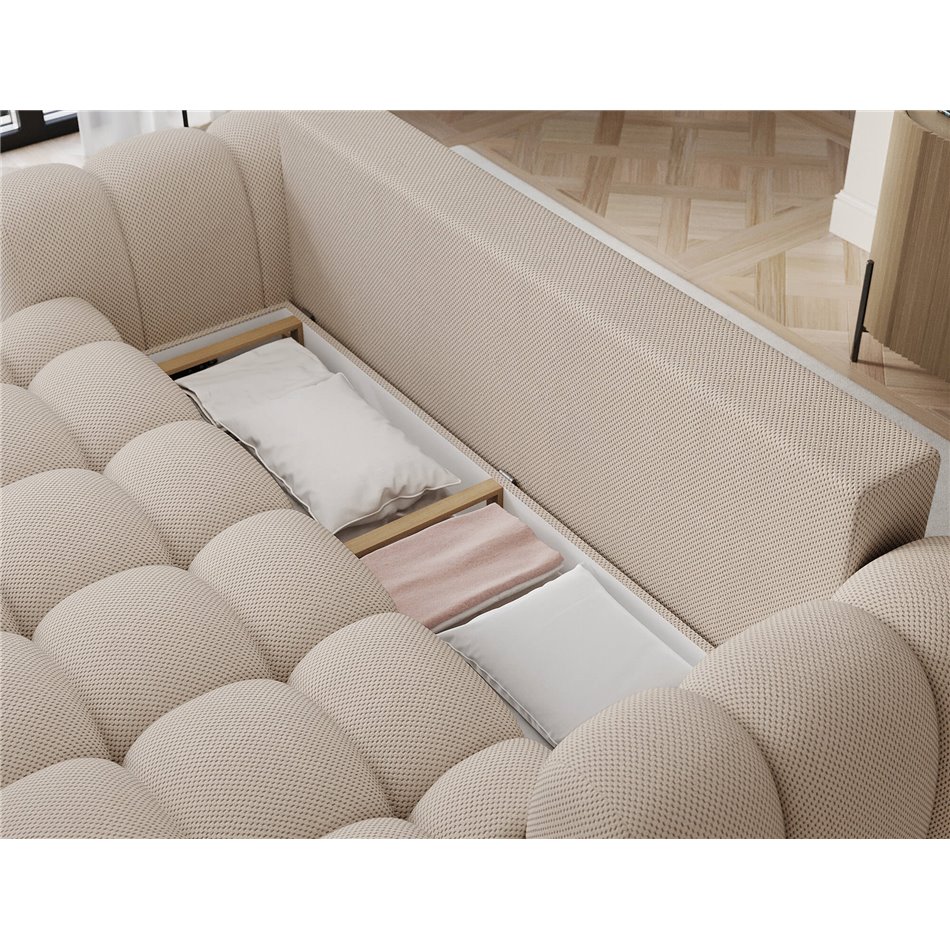 Sofa bed Elcotonn, sleeping function, Calmora 18, beige, H105x256x119cm