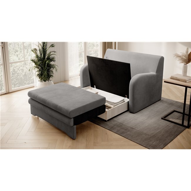Sofa bed Elario, sleeping function, Nube 04, velvet, grey, H85x130x103cm