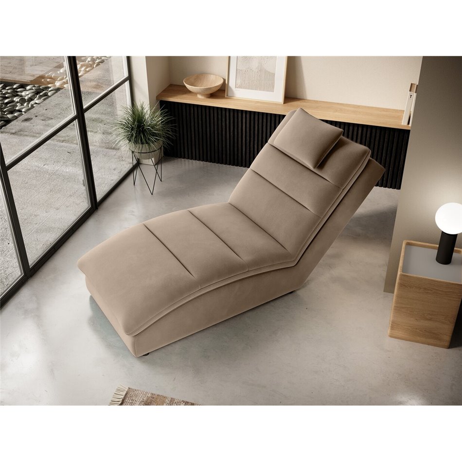 Chaise lounge chair Eltaco, Nube 20, velvet, light brown, H95x85x170cm
