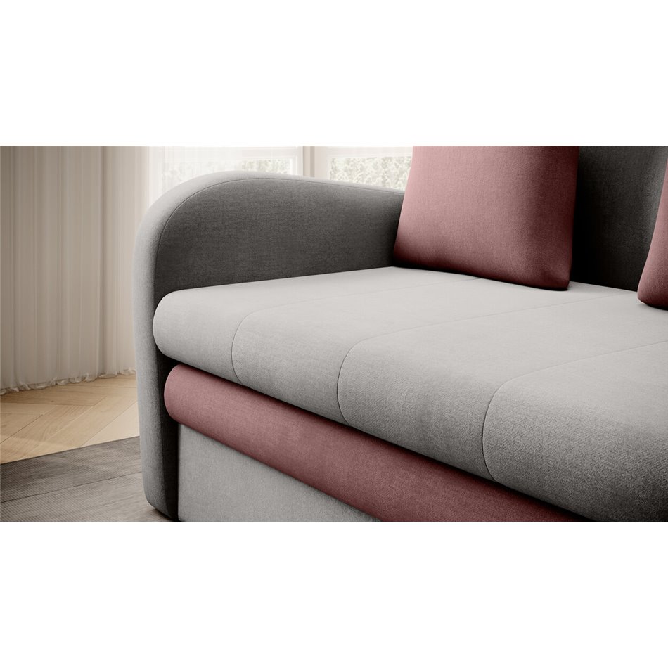 Sofa bed Elario, sleeping function, Nube 03, Nube 24, velvet, grey, H85x130x103cm