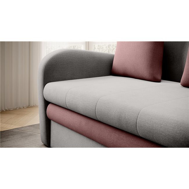 Sofa bed Elario, sleeping function, Nube 03, Nube 24, velvet, grey, H85x130x103cm