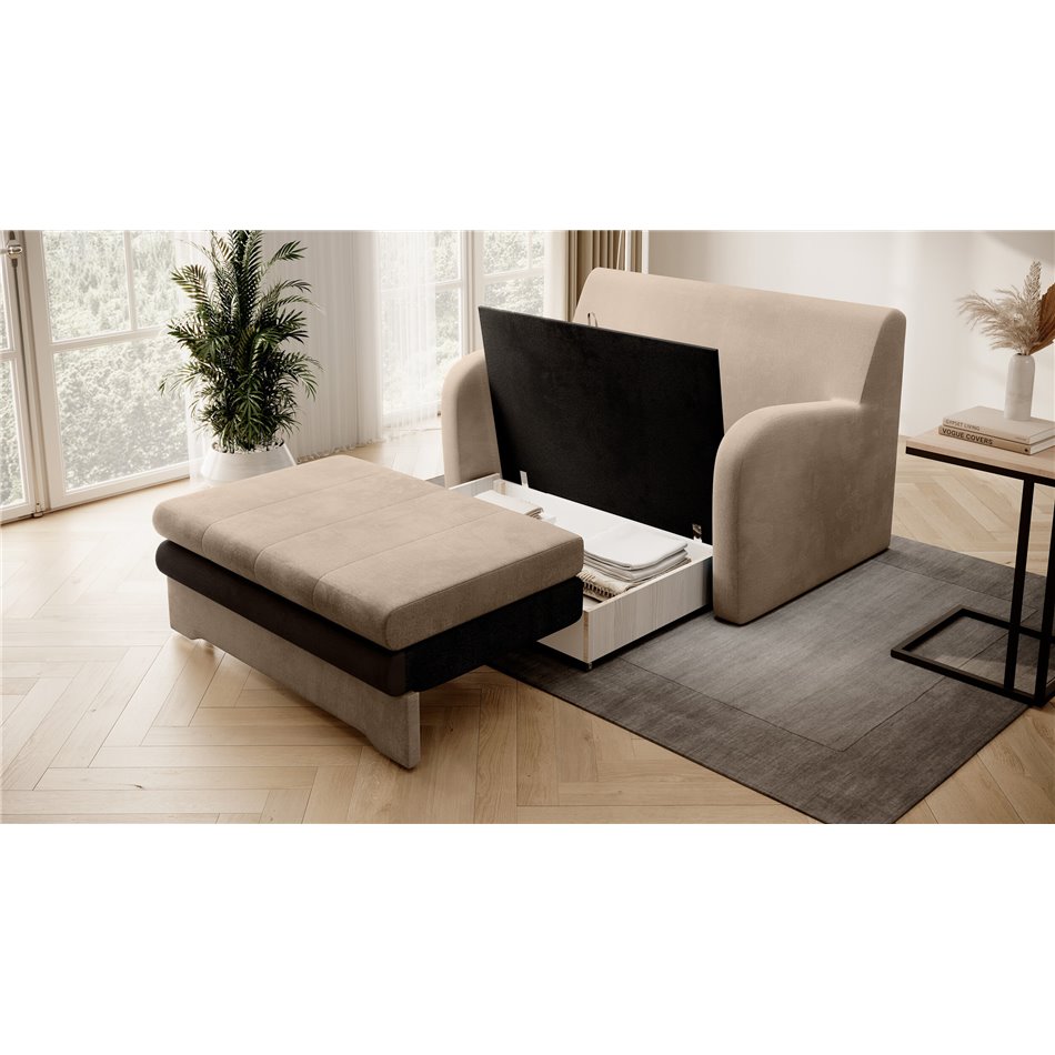 Sofa bed Elario, sleeping function, Nube 20, Nube 22, velvet, light brown, H85x130x103cm