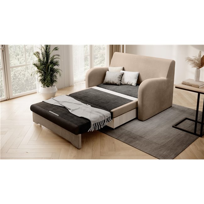 Sofa bed Elario, sleeping function, Nube 20, Nube 22, velvet, light brown, H85x130x103cm