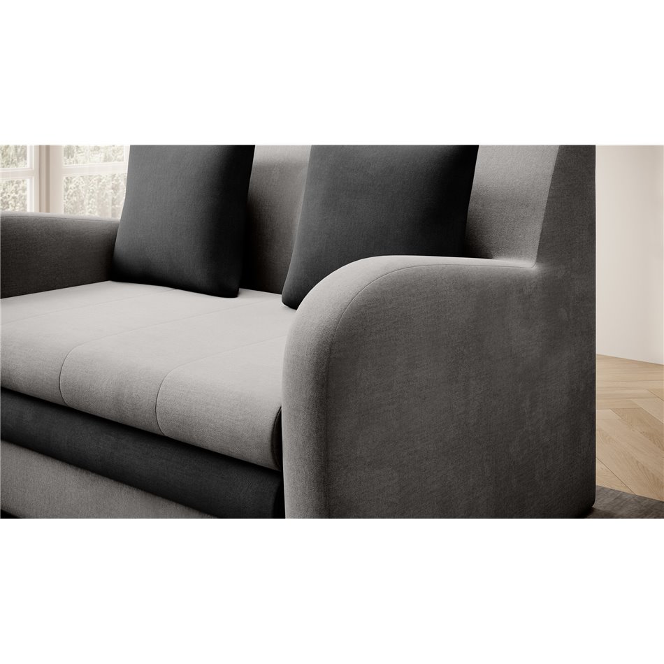 Sofa bed Elario, sleeping function, Nube 03, Nube 6, velvet, grey, H85x130x103cm