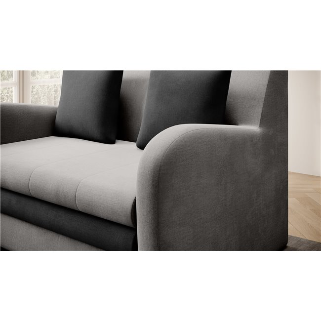 Sofa bed Elario, sleeping function, Nube 03, Nube 6, velvet, grey, H85x130x103cm