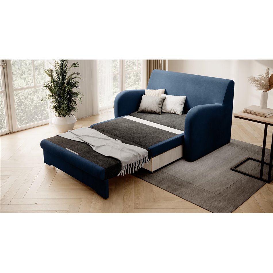 Sofa bed Elario, sleeping function, Nube 40, dark blue, H85x130x103cm