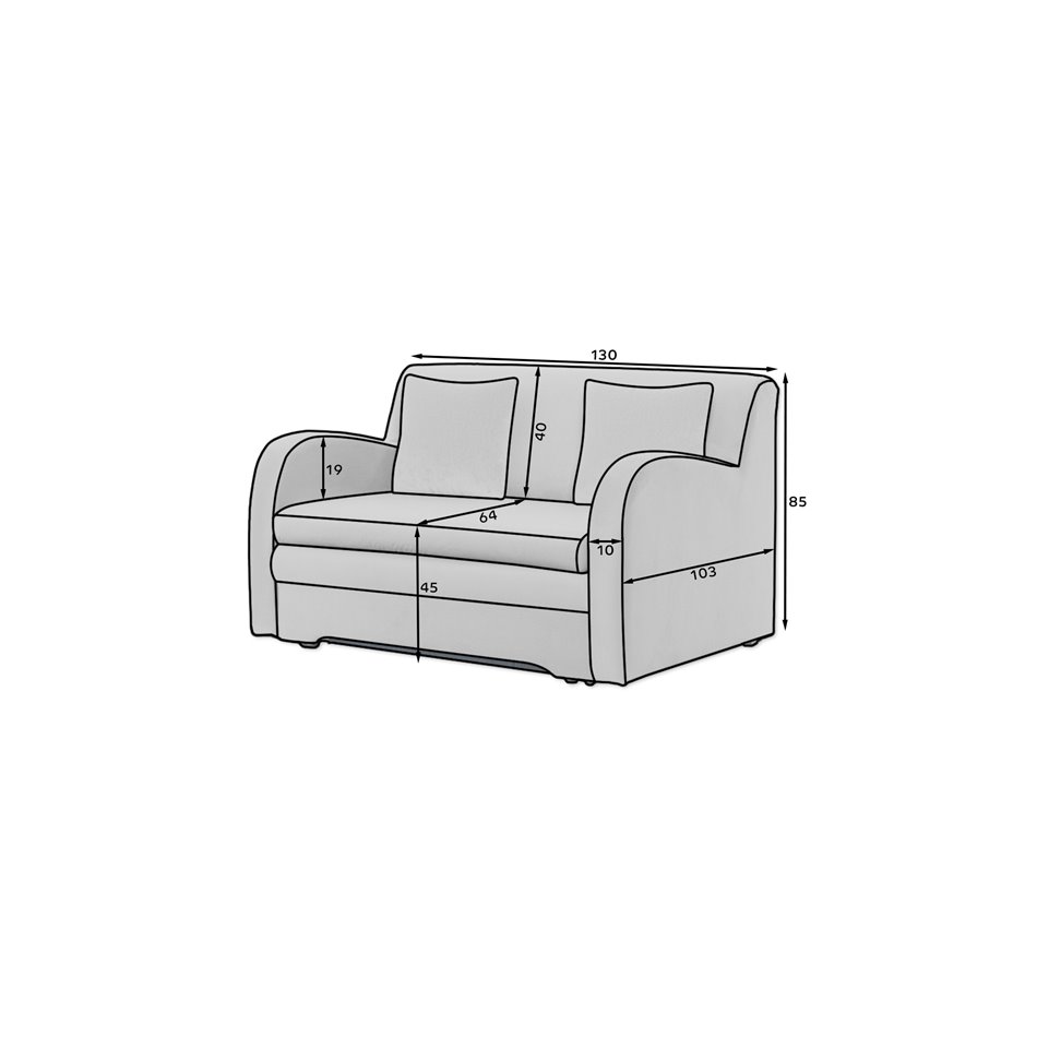 Sofa bed Elario, sleeping function, Nube 40, dark blue, H85x130x103cm