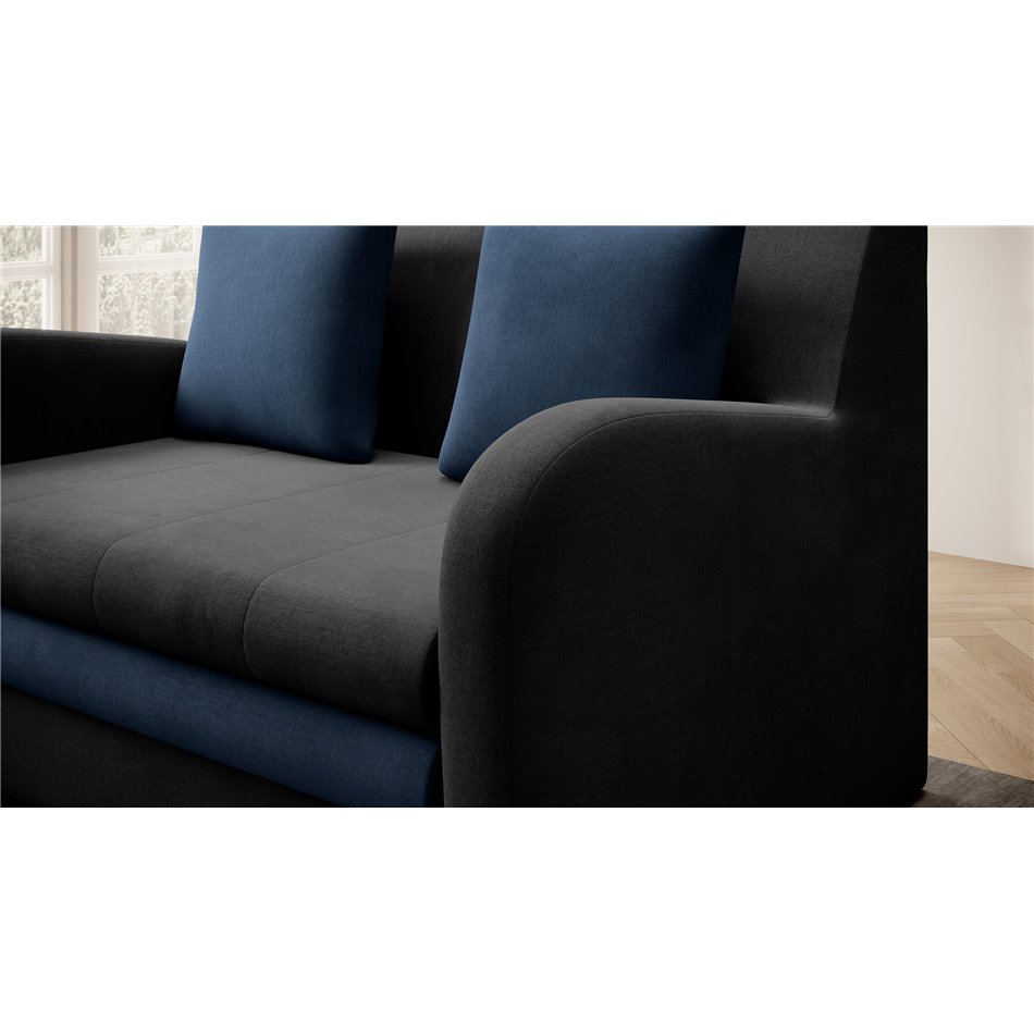 Sofa bed Elario, sleeping function, Nube 06, Nube 40, velvet, dark grey, H85x130x103cm