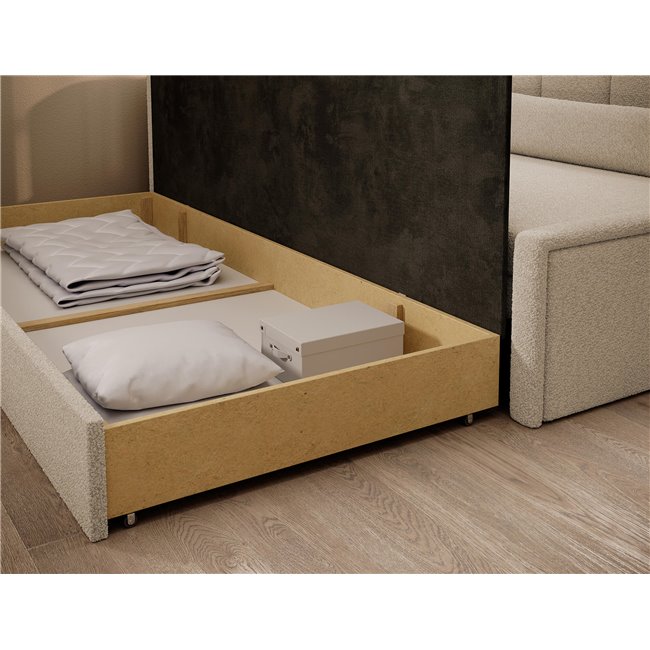 Sofa bed Elfulgeo L, sleeping function, Royal 18, boucle, beige, H77x214x82cm