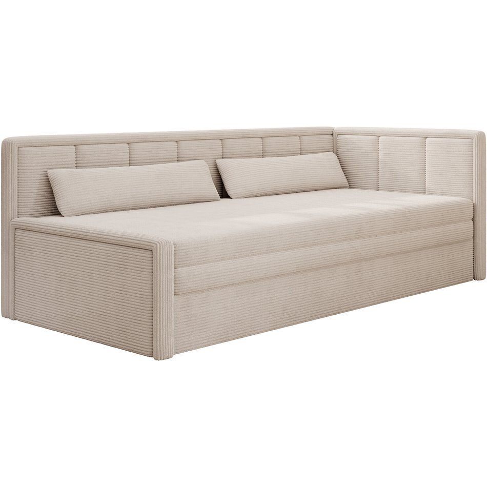 Sofa bed Elfulgeo R, sleeping function, Jarell 18, corduroy, beige, H77x214x82cm