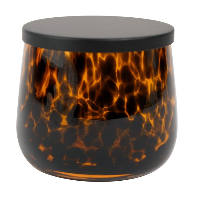 Емкость для ватных дисков DOTTY, черный/коричневый, D10.3cm H8.7cm