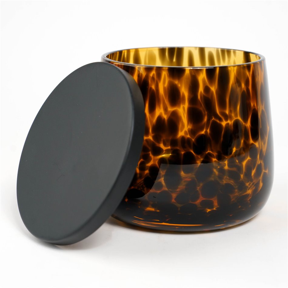 Емкость для ватных дисков DOTTY, черный/коричневый, D10.3cm H8.7cm