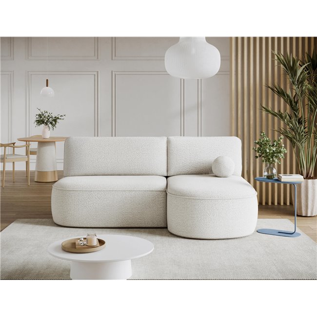 Угловой диван Elivosa R, раздвижной, Royal 01, букле, белый, H93x220x144cm