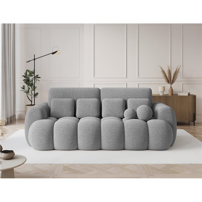 Sofa bed Elcotonn, sleeping function, Royal 04, boucle, grey, H105x256x119cm