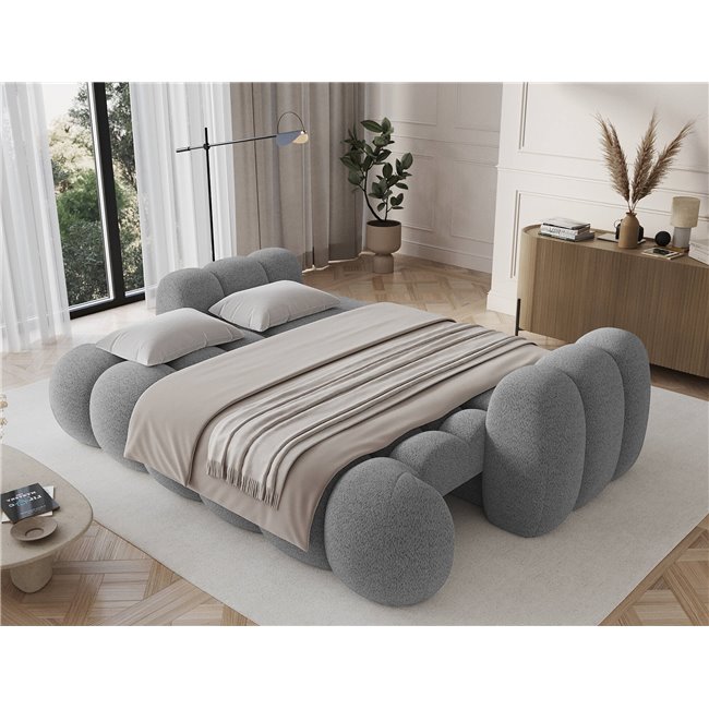 Sofa bed Elcotonn, sleeping function, Royal 04, boucle, grey, H105x256x119cm