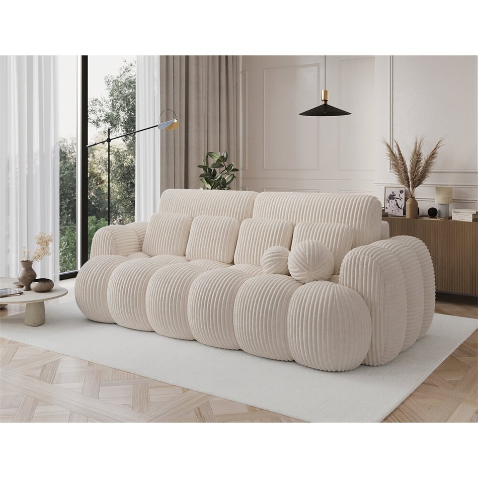 Sofa bed Elcotonn, sleeping function, Modullo 01, white, H105x256x119cm