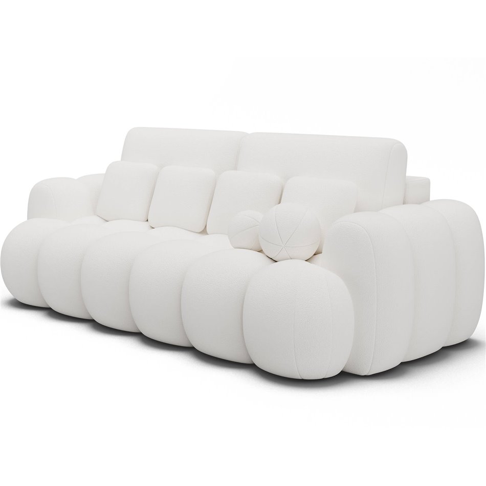 Sofa bed Elcotonn, sleeping function, Paolli 01, white, H105x256x119cm