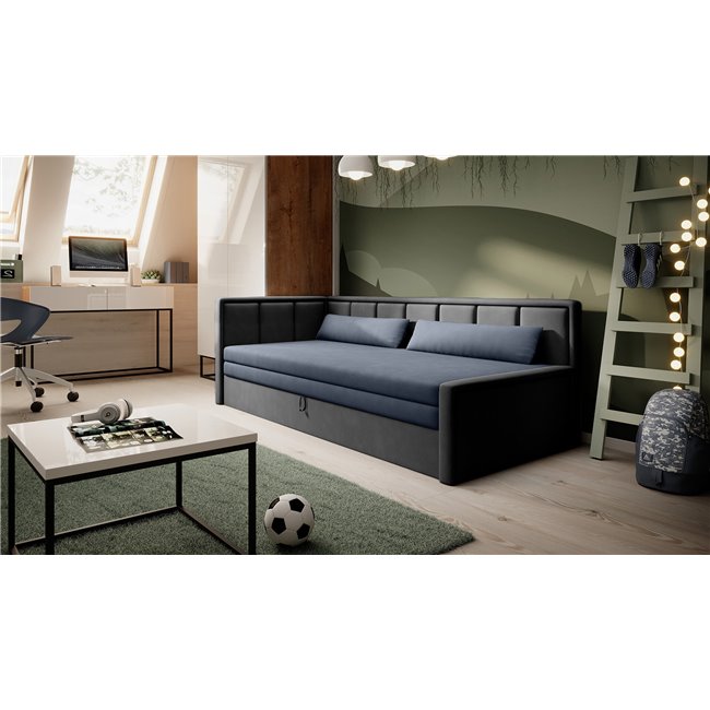Sofa bed Elfulgeo L, sleeping function, Poco 40, Poco 04, dark blue, H77x214x82cm