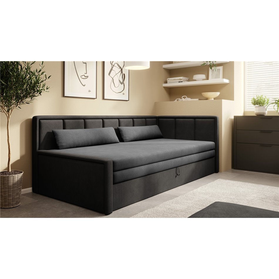 Sofa bed Elfulgeo R, sleeping function, Poco 04, Poco 10, grey, H77x214x82cm
