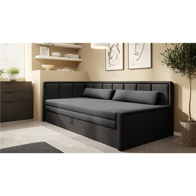 Sofa bed Elfulgeo L, sleeping function, Poco 04, Poco 10, grey, H77x214x82cm