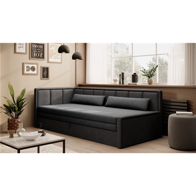 Sofa bed Elfulgeo L, sleeping function, Poco 04, Poco 10, grey, H77x214x82cm