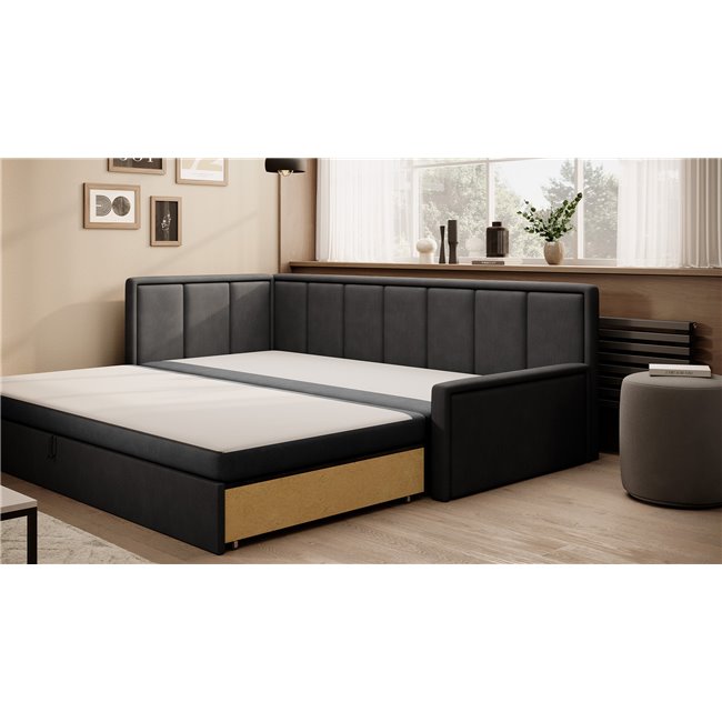 Sofa bed Elfulgeo L, sleeping function, Poco 04, Poco 10, grey, H77x214x82cm