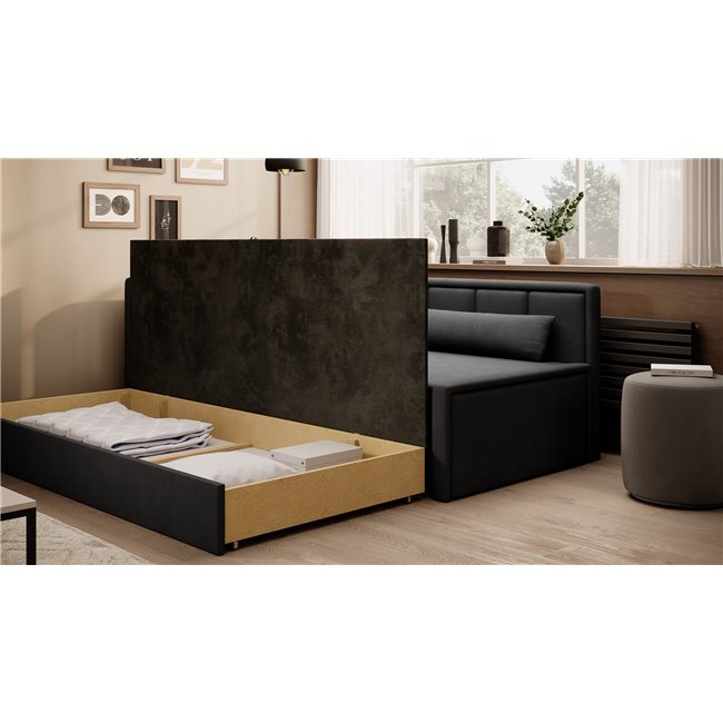 Sofa bed Elfulgeo L, sleeping function, Poco 04, Poco 10, grey, H77x214x82cm