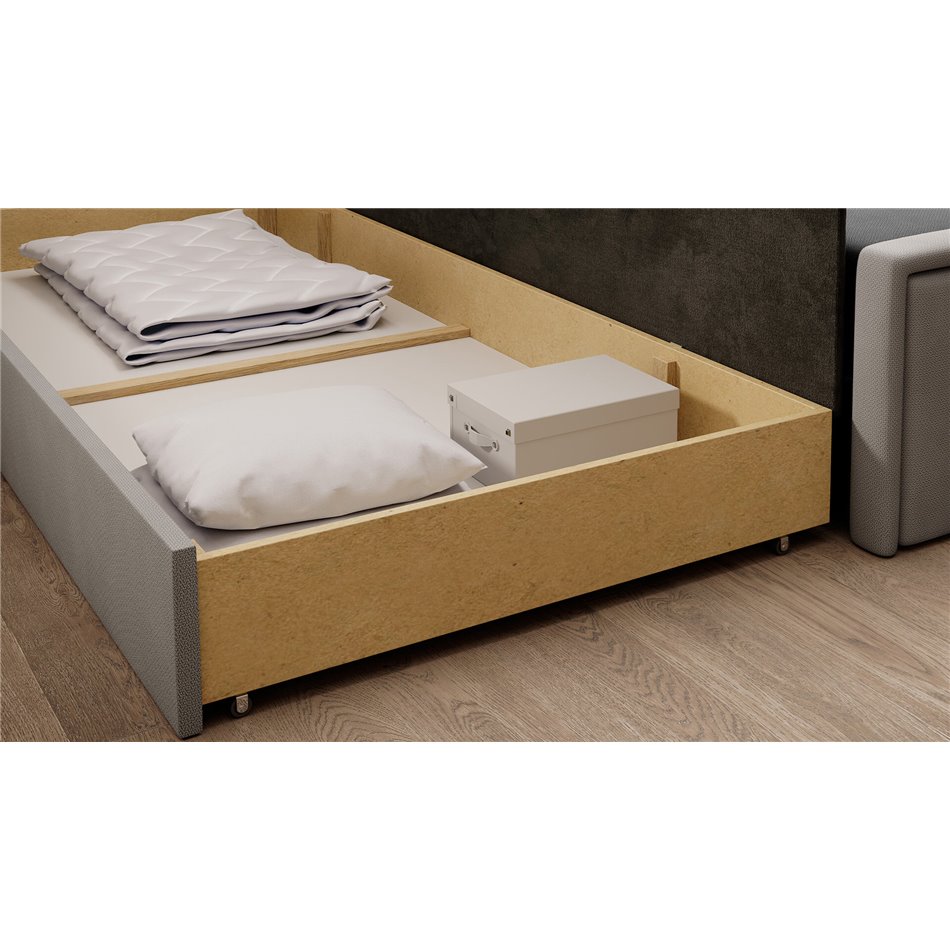 Sofa bed Elfulgeo L, sleeping function, Poco 04, Poco 03, grey, H77x214x82cm