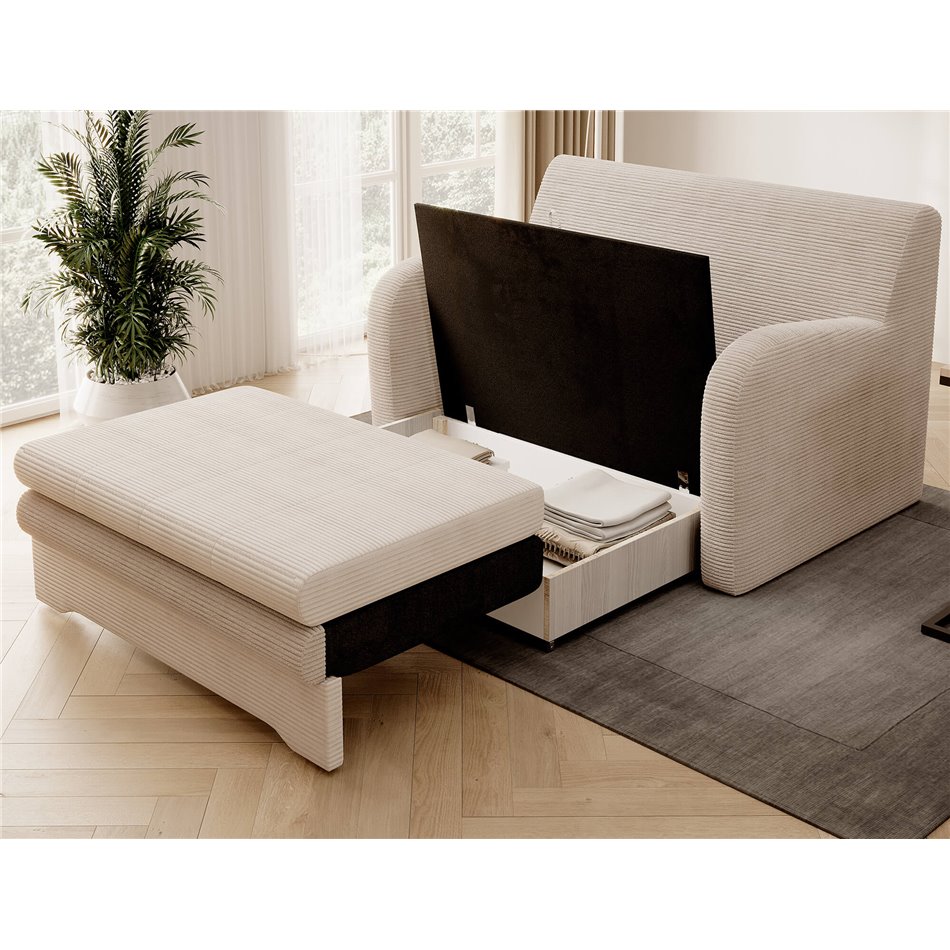 Sofa bed Elario, sleeping function, Jarell 18, corduroy, beige, H85x130x103cm