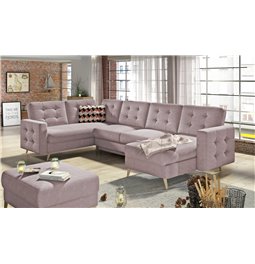 U-shaped sofa Elsgard U L/R Reversible, sleeping function, Soro 61, pink, H93x326x202cm