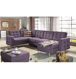 U-shaped sofa Elsgard U L/R Reversible, sleeping function, Soro 65, purple, H93x326x202cm