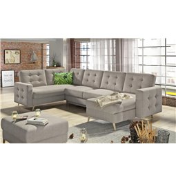 U-shaped sofa Elsgard U L/R Reversible, sleeping function, Cover 02, beige, H93x326x202cm