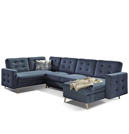 U-shaped sofa Elsgard U L/R Reversible, sleeping function, Soro 76, dark blue, H93x326x202cm