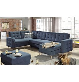 U-shaped sofa Elsgard U L/R Reversible, sleeping function, Soro 76, dark blue, H93x326x202cm