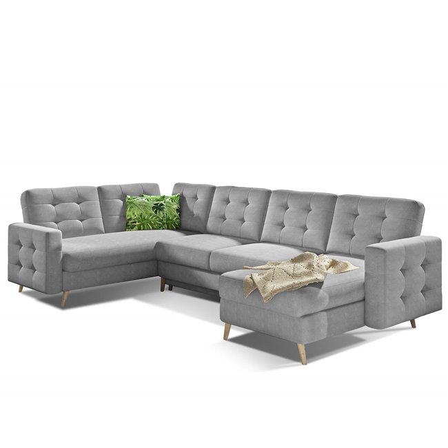 U-shaped sofa Elsgard U L/R Reversible, sleeping function, Soro 83, grey, H93x326x202cm