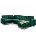 U-shaped sofa Elsgard U L/R Reversible, sleeping function, Monolith 37, velvet, dark green, H93x326x202cm