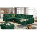 U-shaped sofa Elsgard U L/R Reversible, sleeping function, Kronos 19, velvet, dark green, H93x326x202cm