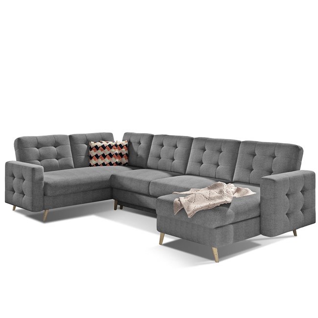 U-shaped sofa Elsgard U L/R Reversible, sleeping function, Cover 87, grey, H93x326x202cm