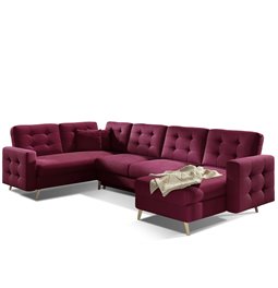 U-shaped sofa Elsgard U L/R Reversible, sleeping function, Mat Velvet 68, velvet, red, H93x326x202cm
