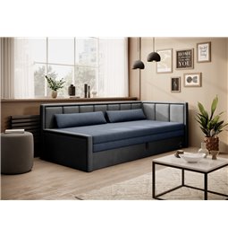 Sofa bed Elfulgeo R, sleeping function, Poco 40, Poco 04, dark blue, H77x214x82cm