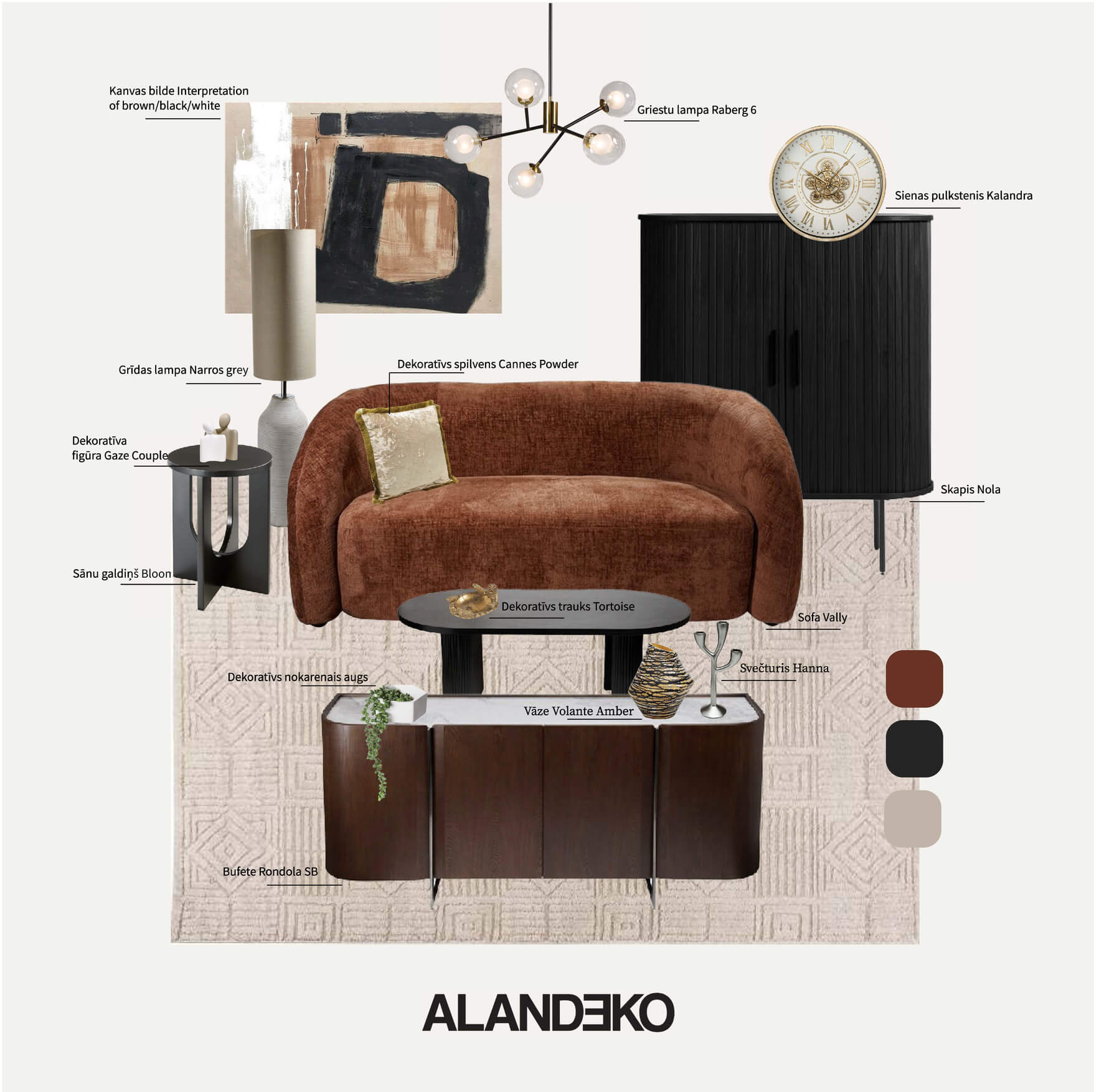 Dzīvojamās istabas noskaņu kolāža 2